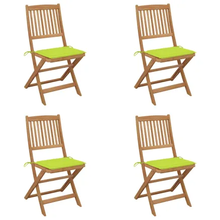 Chaises pliables de jardin lot de 4 avec coussins Bois d'acacia