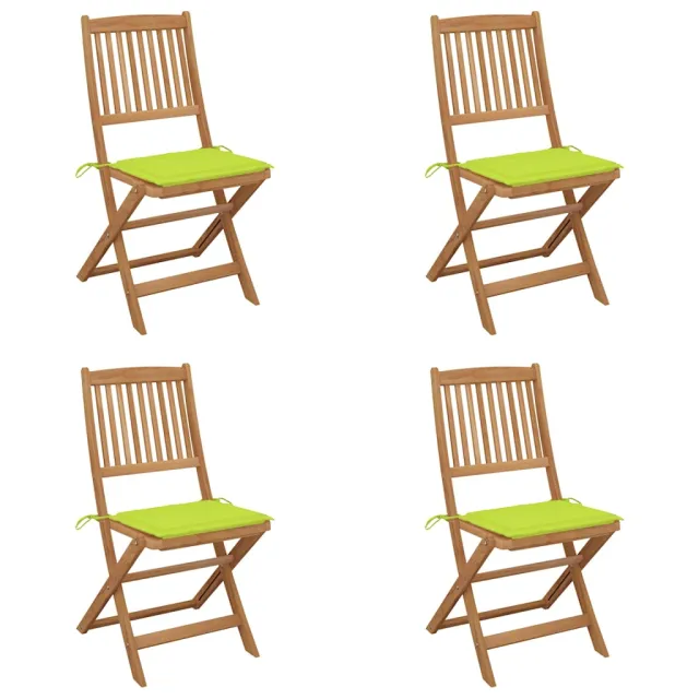 Chaises pliables de jardin lot de 4 avec coussins Bois d'acacia