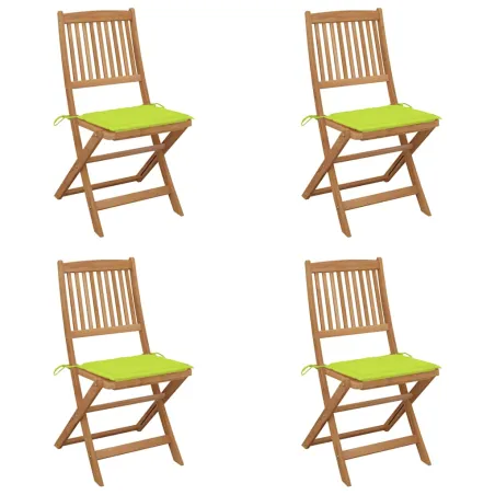 Chaises pliables de jardin lot de 4 avec coussins Bois d'acacia