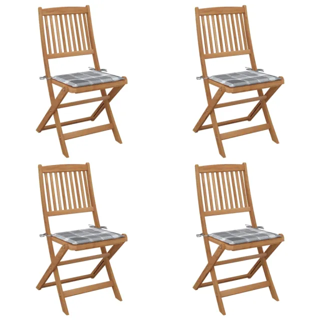 Chaises pliables de jardin lot de 4 avec coussins Bois d'acacia