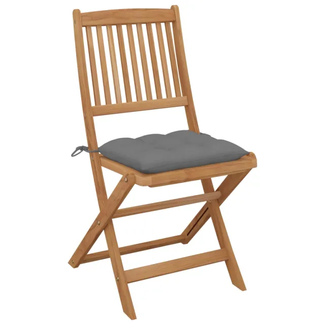 Chaises pliables de jardin lot de 4 avec coussins Bois d'acacia