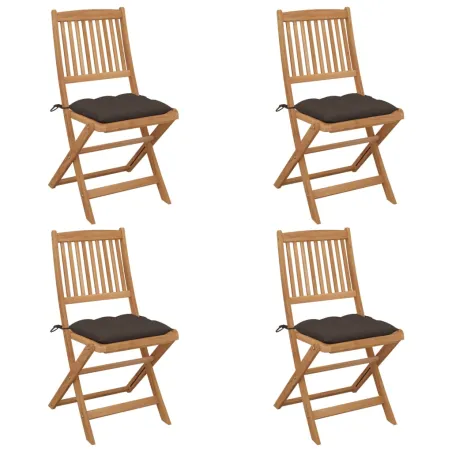 Chaises pliables de jardin lot de 4 avec coussins Bois d'acacia