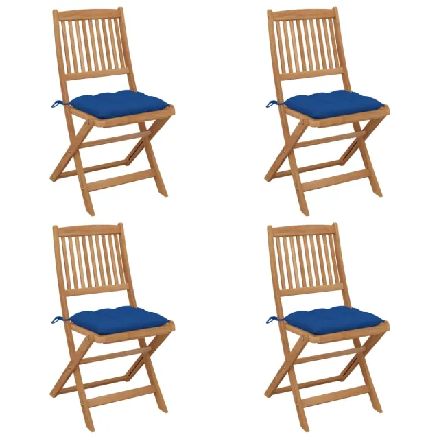 Chaises pliables de jardin lot de 4 avec coussins Bois d'acacia