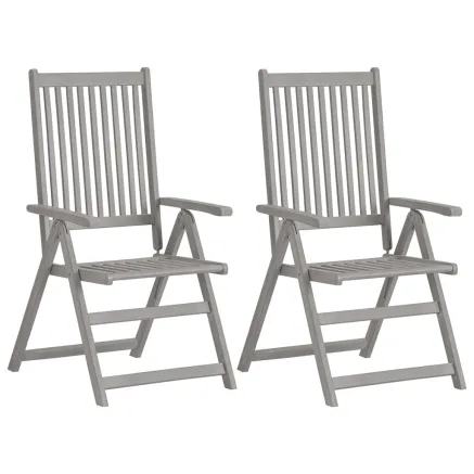 Chaises inclinables de jardin lot de 2 et coussins Bois acacia 2