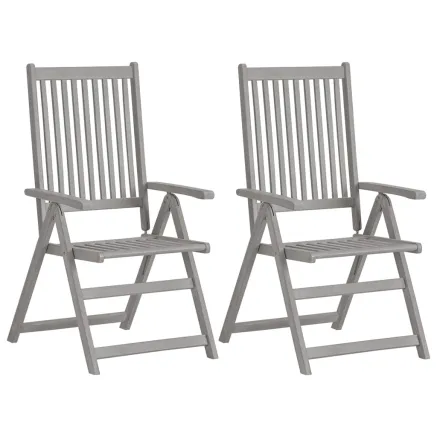 Chaises inclinables de jardin lot de 2 et coussins Bois acacia 2