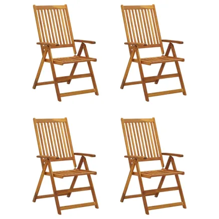 Chaises inclinables de jardin lot de 4 et coussins Bois acacia 2