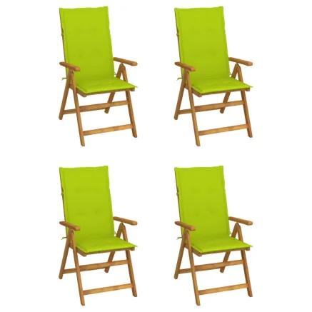 Chaises inclinables de jardin lot de 4 et coussins Bois acacia