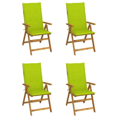 Chaises inclinables de jardin lot de 4 et coussins Bois acacia