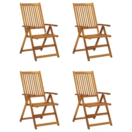 Chaises inclinables de jardin lot de 4 et coussins Bois acacia 2