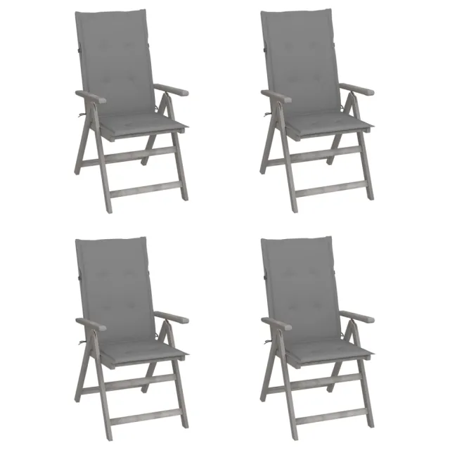Chaises inclinables de jardin lot de 4 et coussins Bois acacia