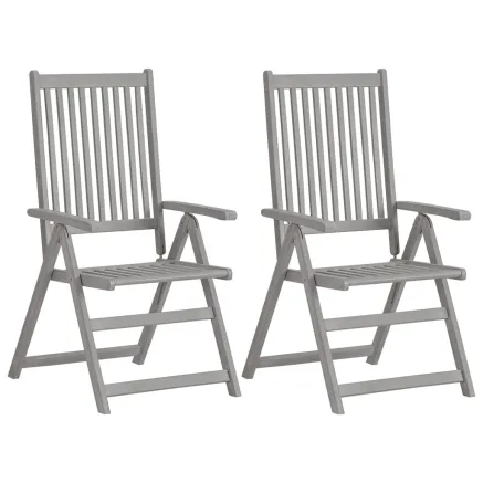 Chaises inclinables de jardin lot de 4 et coussins Bois acacia 2