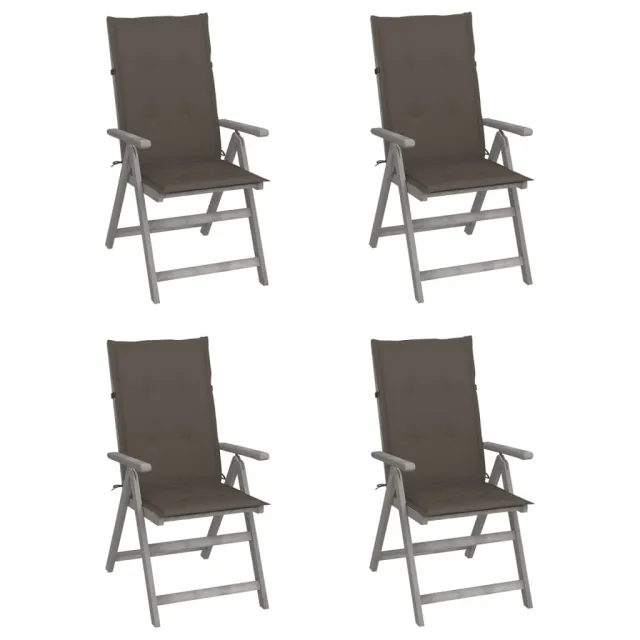 Chaises inclinables de jardin lot de 4 et coussins Bois acacia