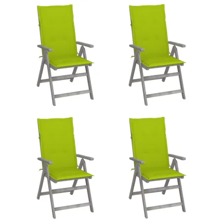 Chaises inclinables de jardin lot de 4 et coussins Bois acacia
