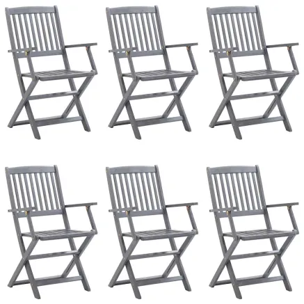 Chaises pliables d'extérieur lot de 6 et coussins Bois d'acacia 2