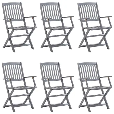 Chaises pliables d'extérieur lot de 6 et coussins Bois d'acacia 2