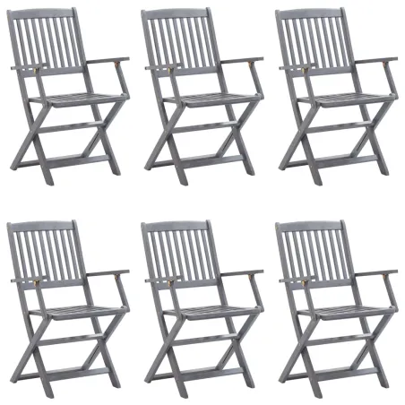 Chaises pliables d'extérieur lot de 6 et coussins Bois d'acacia