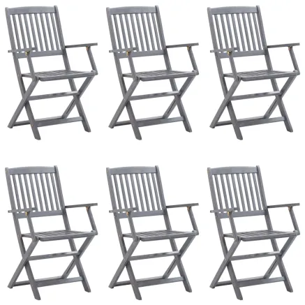 Chaises pliables d'extérieur lot de 6 et coussins Bois d'acacia 2