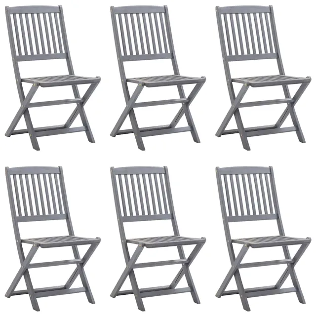 Chaises pliables d'extérieur lot de 6 et coussins Bois d'acacia