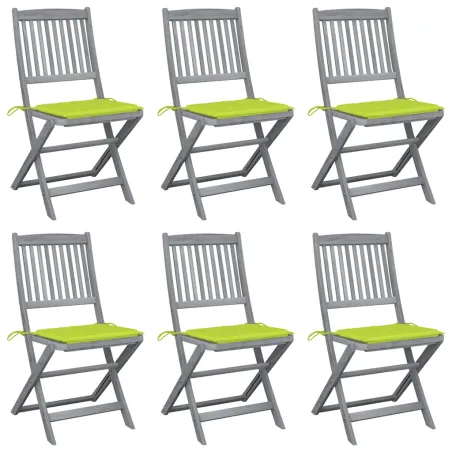 Chaises pliables d'extérieur lot de 6 et coussins Bois d'acacia