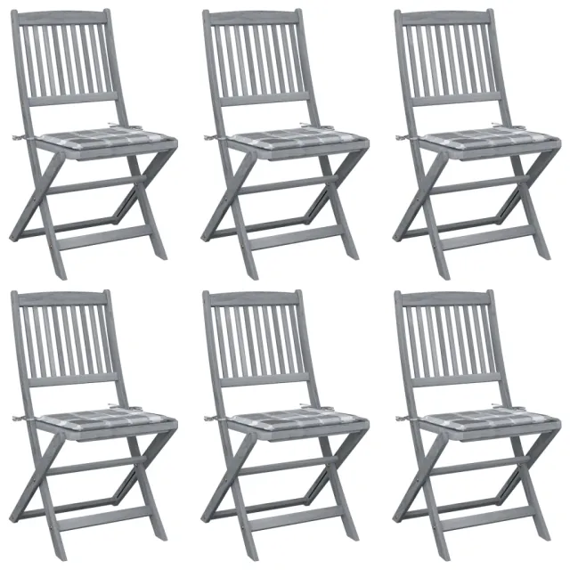 Chaises pliables d'extérieur lot de 6 et coussins Bois d'acacia