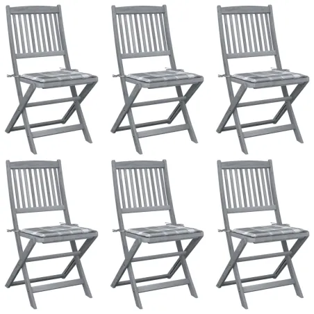 Chaises pliables d'extérieur lot de 6 et coussins Bois d'acacia