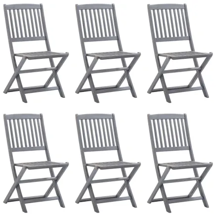 Chaises pliables d'extérieur lot de 6 et coussins Bois d'acacia 2