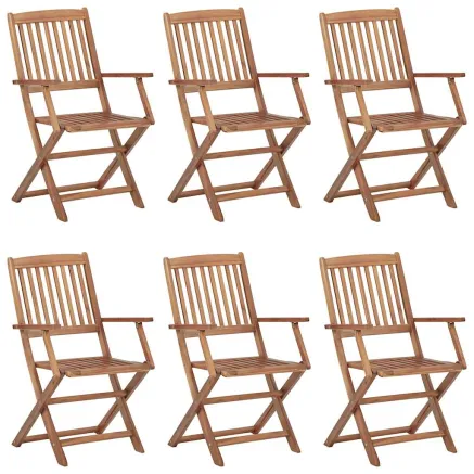 Chaises pliables de jardin lot de 6 avec coussins Bois d'acacia 2