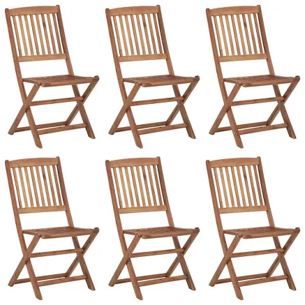 Chaises pliables de jardin lot de 6 avec coussins Bois d'acacia 2