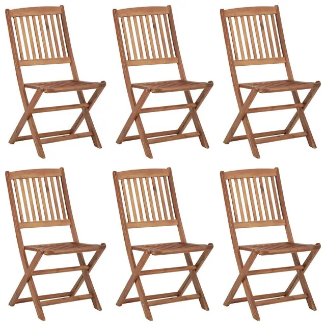 Chaises pliables de jardin lot de 6 avec coussins Bois d'acacia