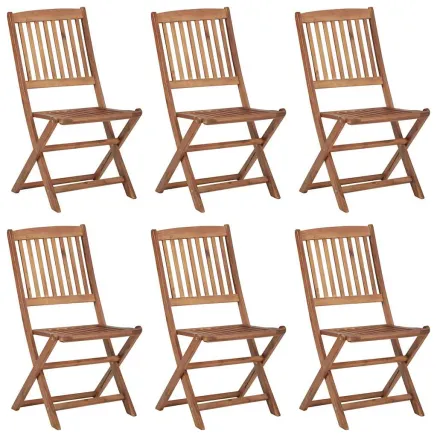 Chaises pliables de jardin lot de 6 avec coussins Bois d'acacia 2