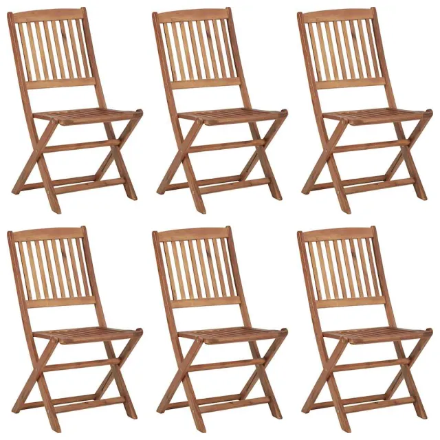 Chaises pliables de jardin lot de 6 avec coussins Bois d'acacia