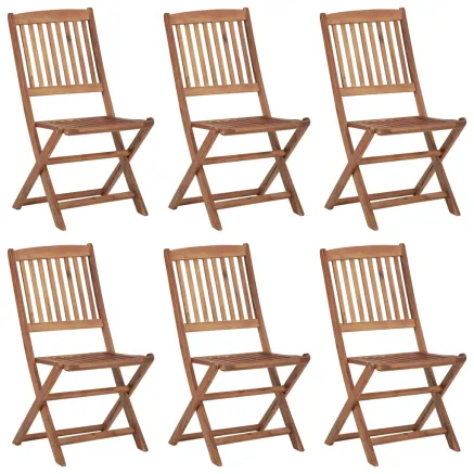 Chaises pliables de jardin lot de 6 avec coussins Bois d'acacia 2