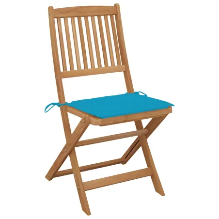 Chaises pliables de jardin lot de 6 avec coussins Bois d'acacia