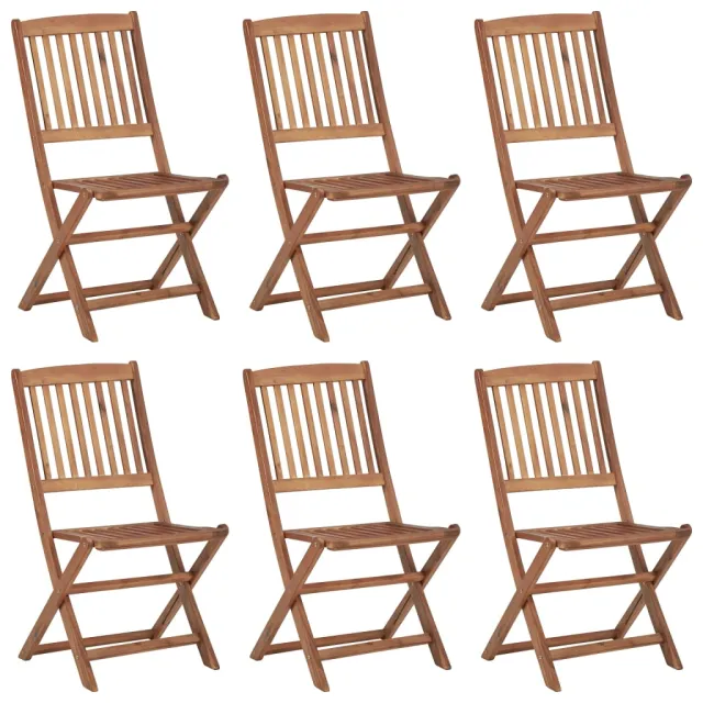 Chaises pliables de jardin lot de 6 avec coussins Bois d'acacia