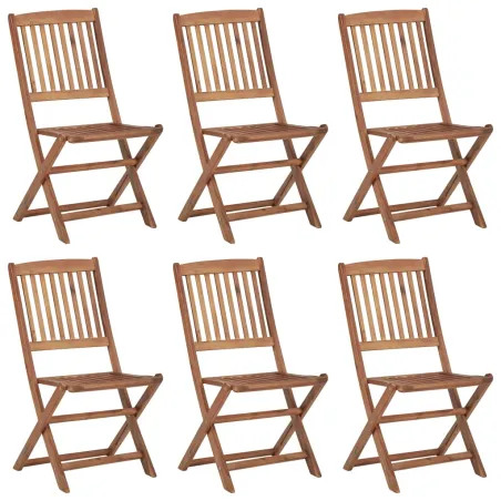 Chaises pliables de jardin lot de 6 avec coussins Bois d'acacia