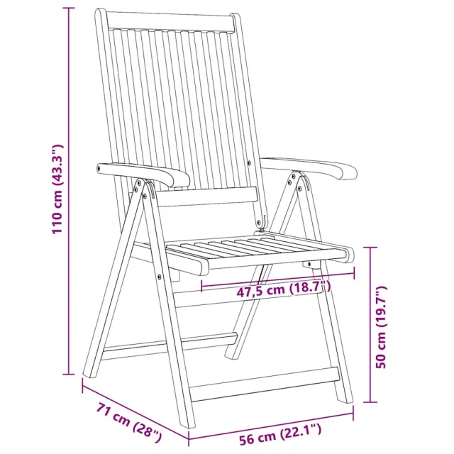 Chaises pliables de jardin lot de 4 Bois d'acacia solide