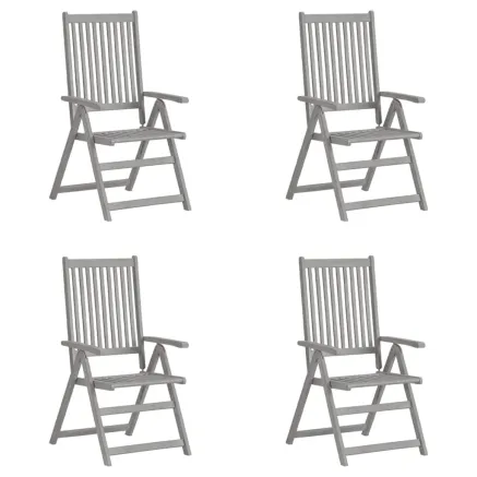 Chaises inclinables de jardin lot de 4 Gris Bois solide acacia