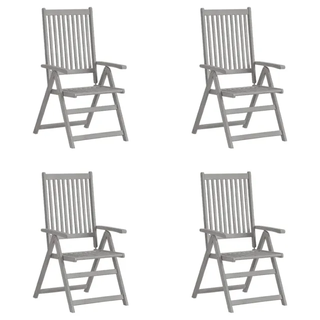 Chaises inclinables de jardin lot de 4 Gris Bois solide acacia