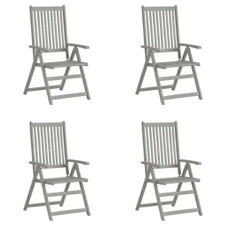 Chaises inclinables de jardin lot de 4 Gris Bois solide acacia