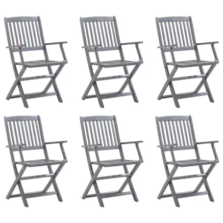 Chaises pliables d'extérieur lot de 6 Bois d'acacia solide