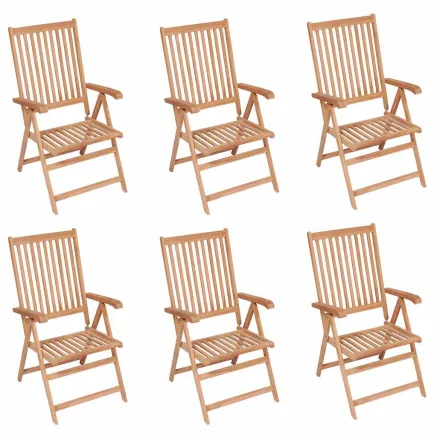 Chaises inclinables de jardin lot de 6 Bois de teck solide