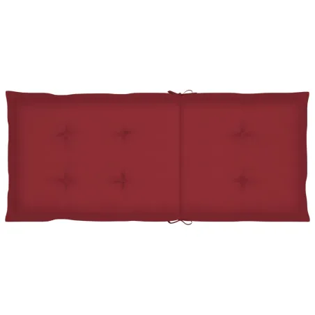 Chaises de jardin lot de 4 avec coussins bordeaux Teck solide