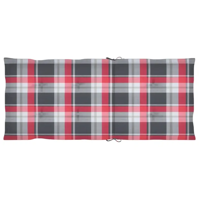 Chaises de jardin lot de 4 et coussins à carreaux rouge Teck