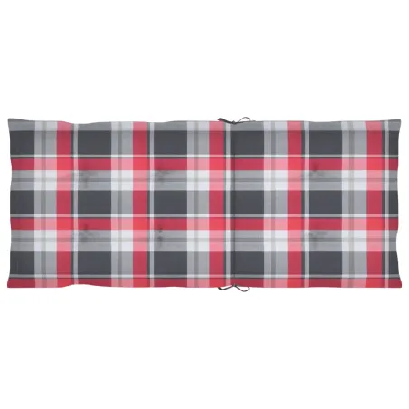 Chaises de jardin lot de 4 et coussins à carreaux rouge Teck