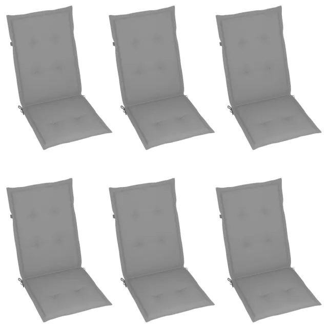 Chaises de jardin lot de 6 avec coussins gris Bois teck massif