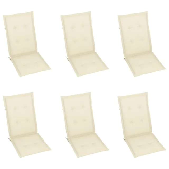 Chaises de jardin lot de 6 avec coussins crème Bois teck massif