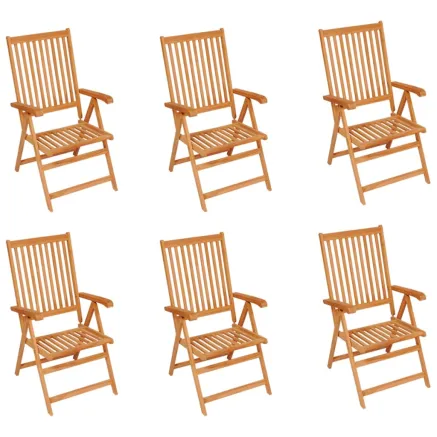 Chaises de jardin lot de 6 avec coussins beige Bois teck massif 2
