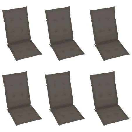 Chaises de jardin lot de 6 avec coussins taupe Bois teck massif