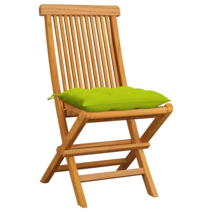 Chaises de jardin avec coussins vert vif lot de 6 Bois de teck 2