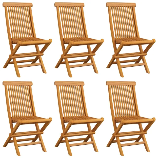 Chaises de jardin avec coussins vert vif lot de 6 Bois de teck